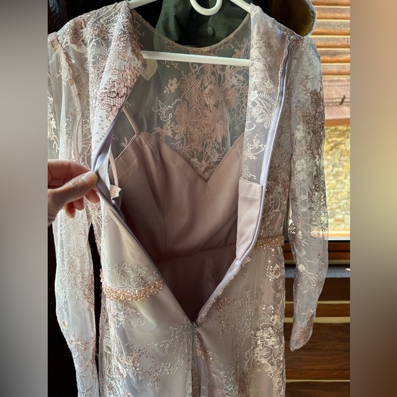 Mac Duggal Illusion Lace A Line Midi Dress - Picture 8 of 8